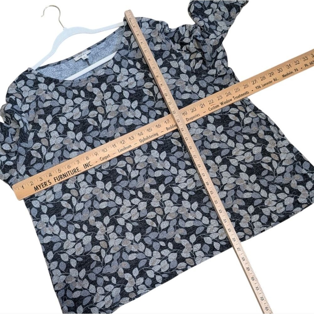 Style & Co knit top women's 3X leaf print lantern sleeve scoop neck plus - Picture 4 of 10